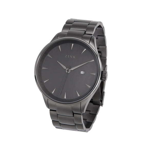 Zink Zk127g1ss-27 Modern Elegance - Black Stainless Steel Men's Watch With Striking Black Dial And Bold 44mm Case by i-watch
