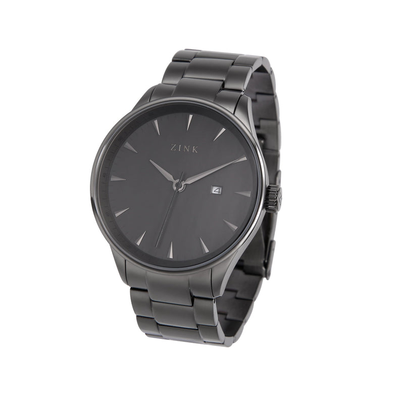 Zink Zk127g1ss-27 Modern Elegance - Black Stainless Steel Men's Watch With Striking Black Dial And Bold 44mm Case by i-watch