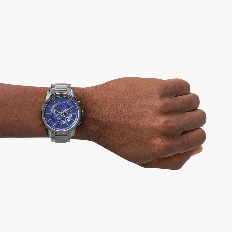 Armani Exchange Men's Grey Stainless Steel Watch, Blue Dial | Ax1731 by i-watch