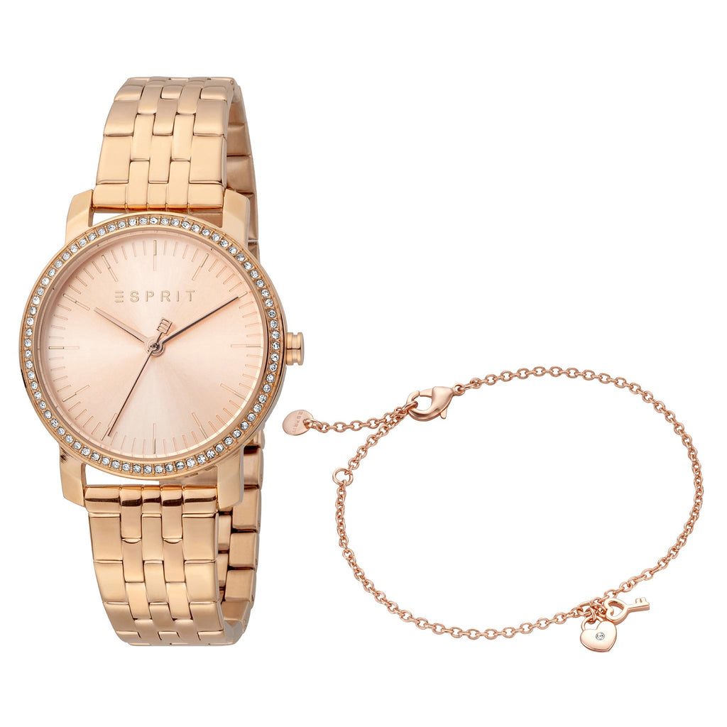 ESPRIT Women's Watch with Rose Gold Stainless Steel Case and Rose Gold Stainless Steel Band