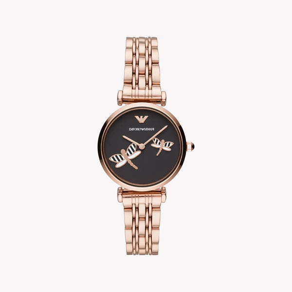 Emporio Armani Women's Rose Gold Watch, Black Dial | Ar11206 by i-watch