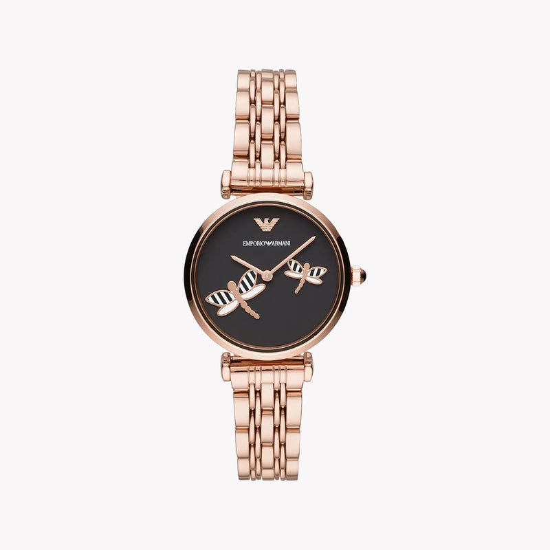 Emporio Armani Women's Rose Gold Watch, Black Dial | Ar11206 by i-watch