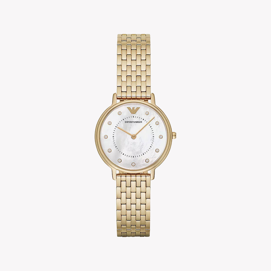 EMPORIO ARMANI AR11007 ELEGANT GOLD - TIMELESS WOMEN’S WATCH WITH WHITE DIAL AND STAINLESS STEEL BAND