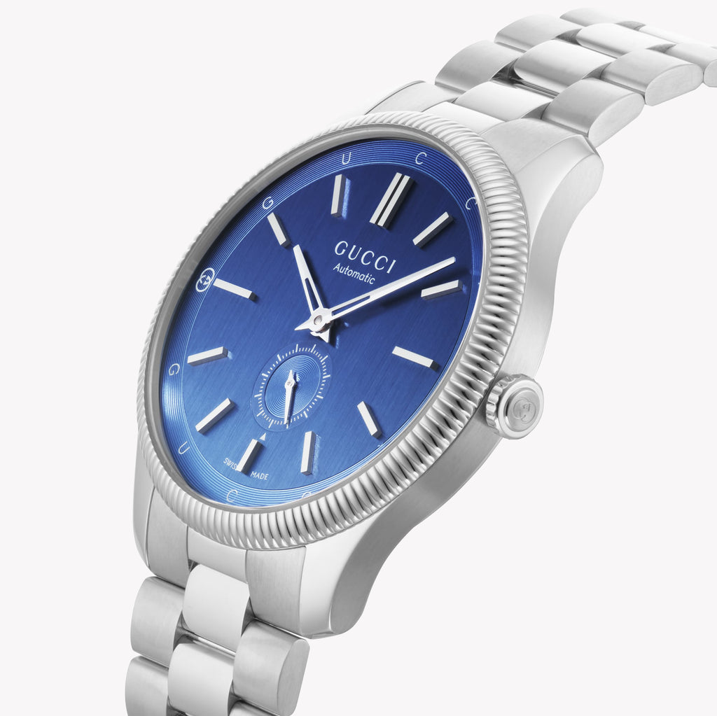 Gucci Men's Silver Stainless Steel, Blue Dial | Ya126389