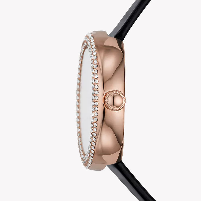 Emporio Armani Women's Rose Gold Watch, Black Leather | Ar11356 by i-watch