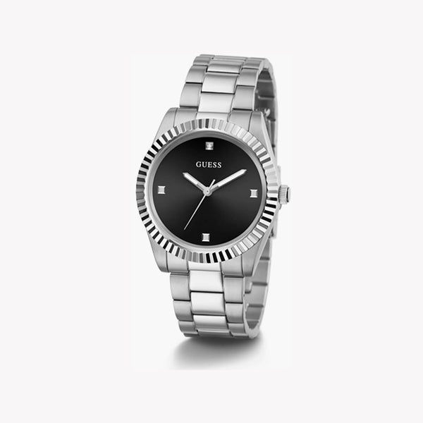 Guess Men's Silver Stainless Steel, Black Dial | Gw0542g1 by i-watch