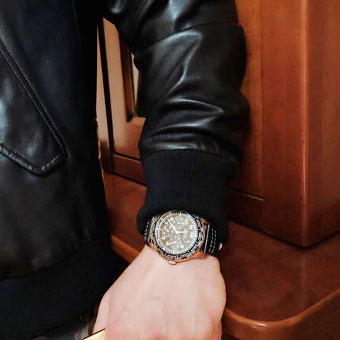 Guess Watches Men's Rose Gold & Black Leather, Black Dial | W1170g2 by i-watch