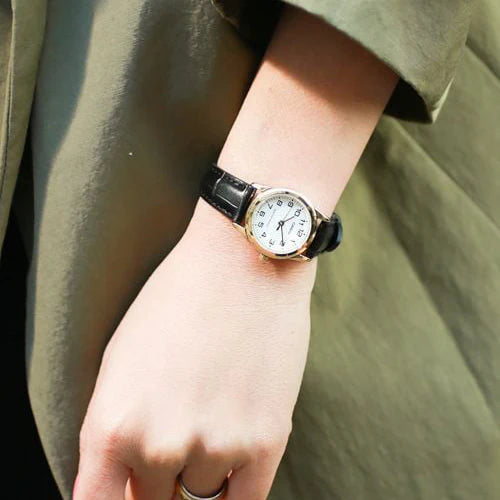 CASIO Women's Watch with Gold Stainless Steel Case and Black Leather Band-i-Watch-3