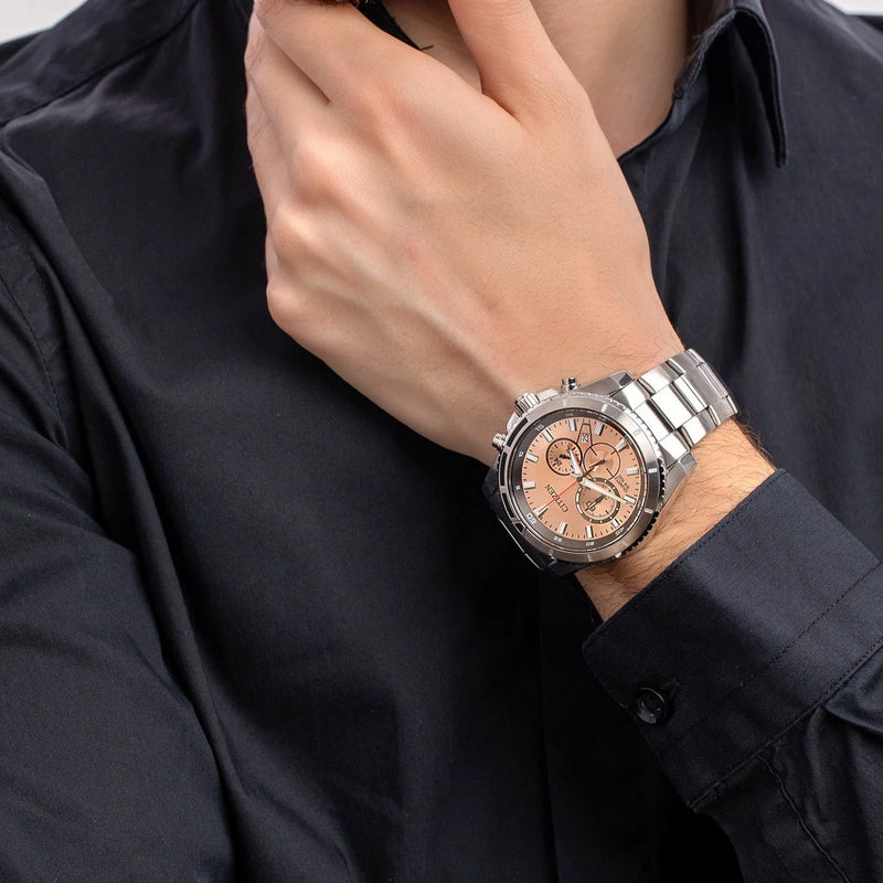 Citizen Men's Silver Stainless Steel Watch, Peach Dial | An8200-50x by i-watch