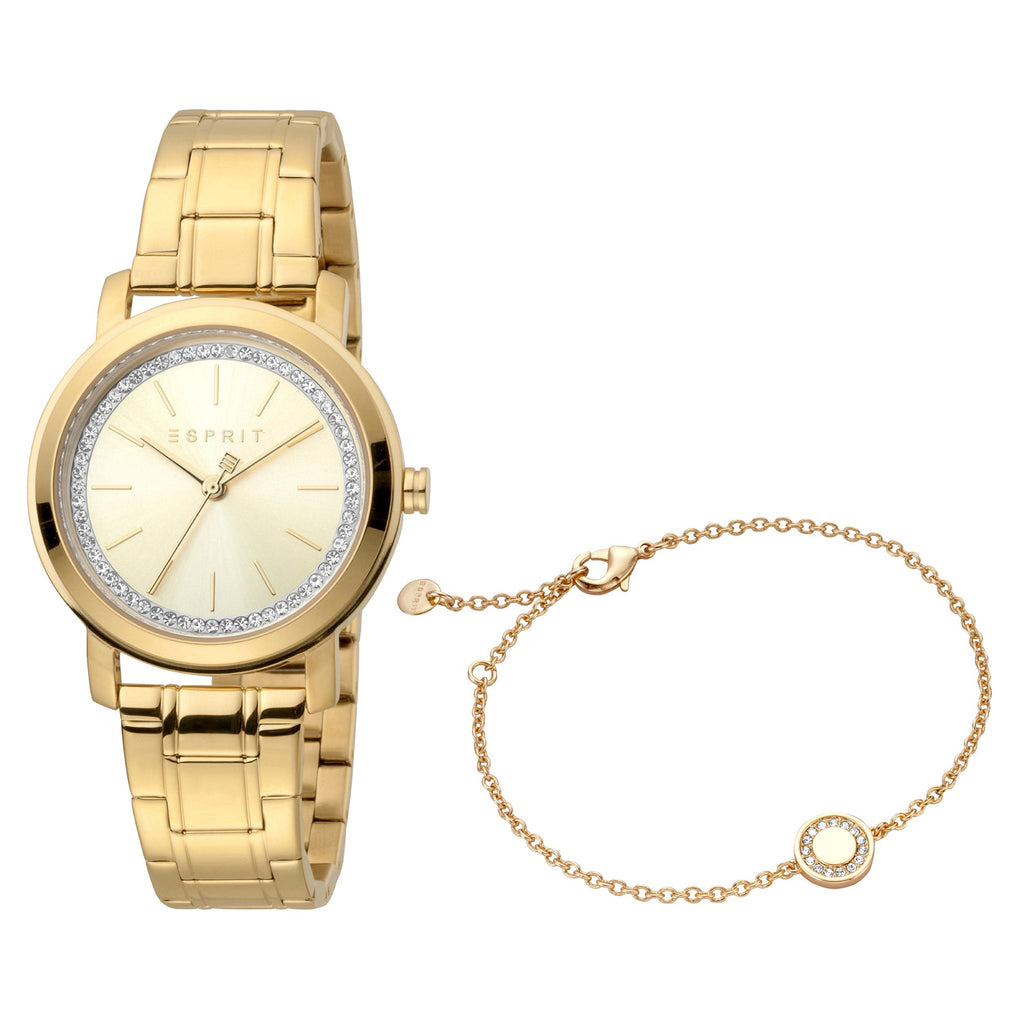 ESPRIT Women's Watch with Gold Stainless Steel Case and Gold Stainless Steel Band