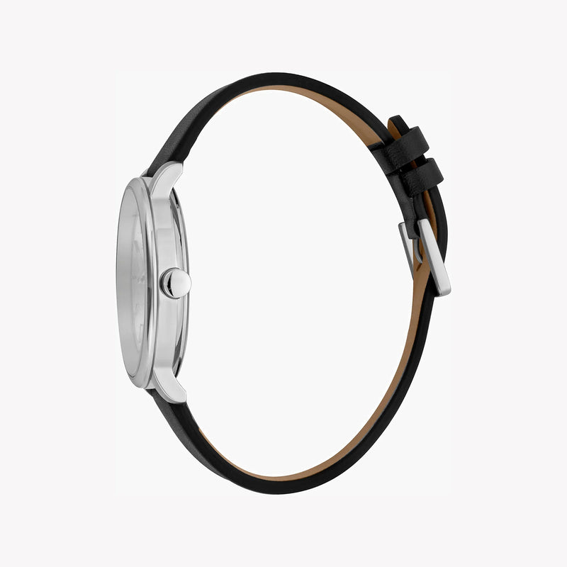 Esprit Men's Black Leather Watch, Silver Dial | Es1g201m0035 by i-watch