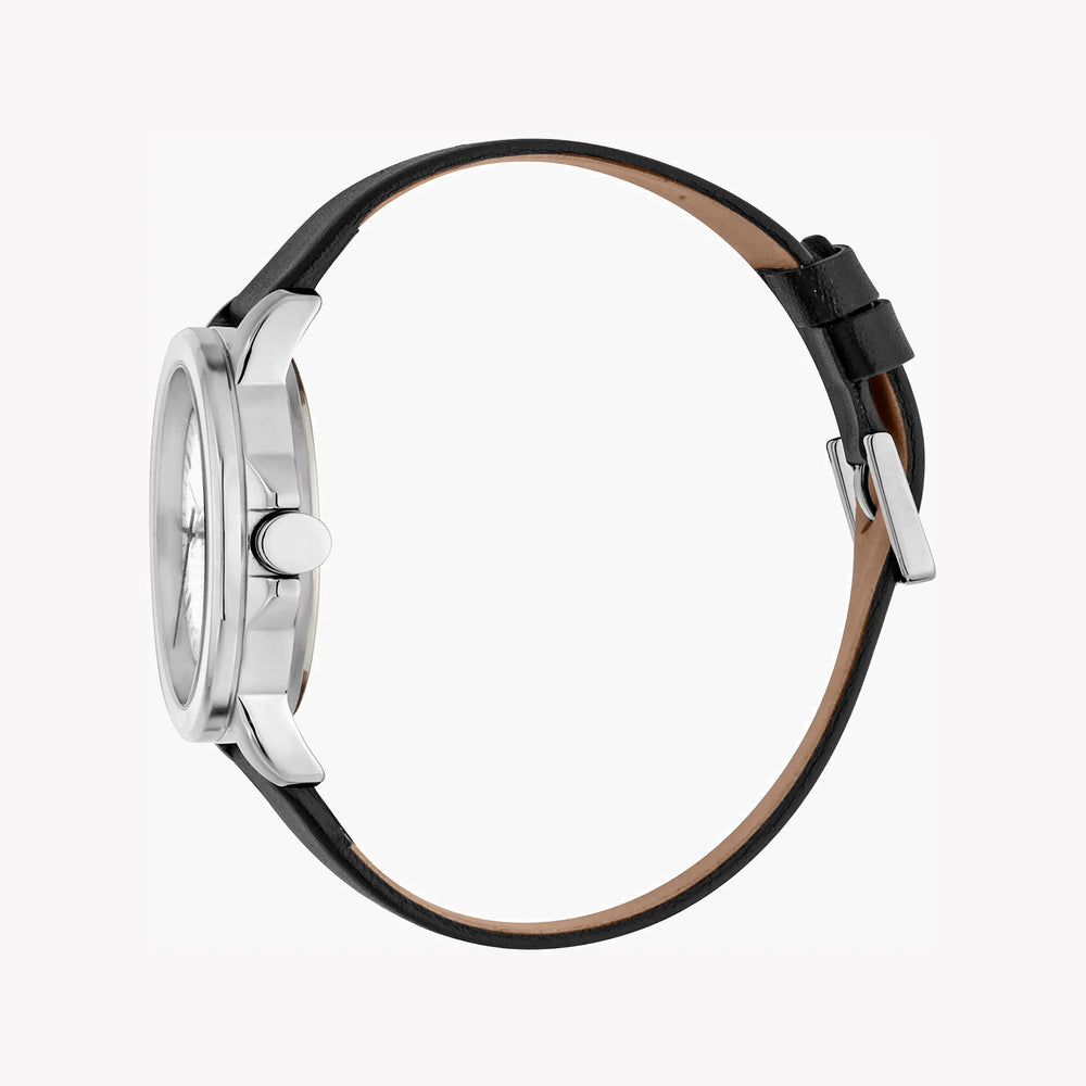 Esprit Men's Black Leather Watch, Silver Dial | Es1g021m0045 by i-watch