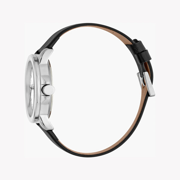 ESPRIT MEN'S TIMEPIECE - ELEGANT BLACK LEATHER & SILVER DIAL STAINLESS STEEL WATCH-i-Watch-2