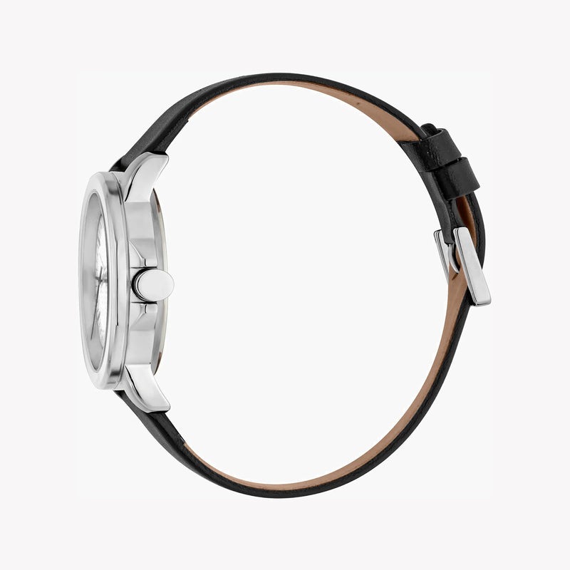 Esprit Men's Black Leather Watch, Silver Dial | Es1g021m0045 by i-watch