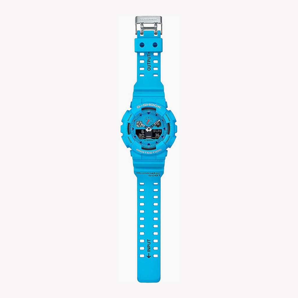 G-SHOCK GA-100RS-2ADR - BOLD ADVENTURE Unisex Watch with Vibrant Blue Resin Band & Rugged Digital Features-i-Watch-4