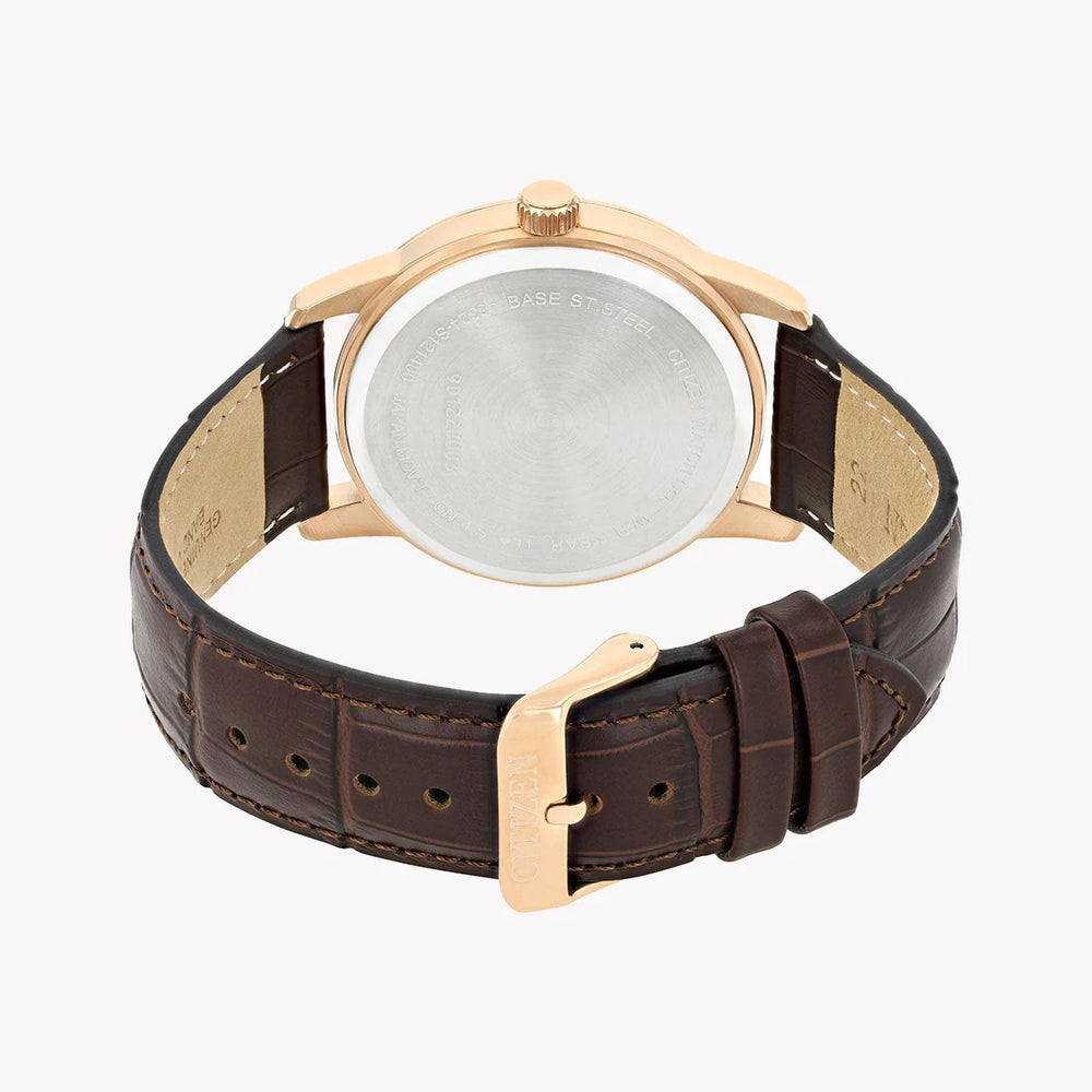 CITIZEN AK5003-05A ROSE GOLD ELEGANCE - MEN'S LEATHER MOONPHASE WATCH-i-Watch-4