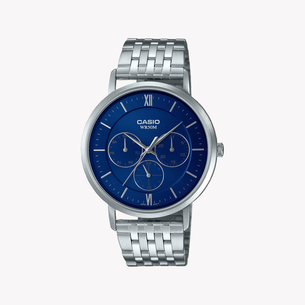 Casio Mtp-B300d-2avdf - Sporty Elegance Men's Watch With Blue Dial & Stainless Steel Band by i-watch