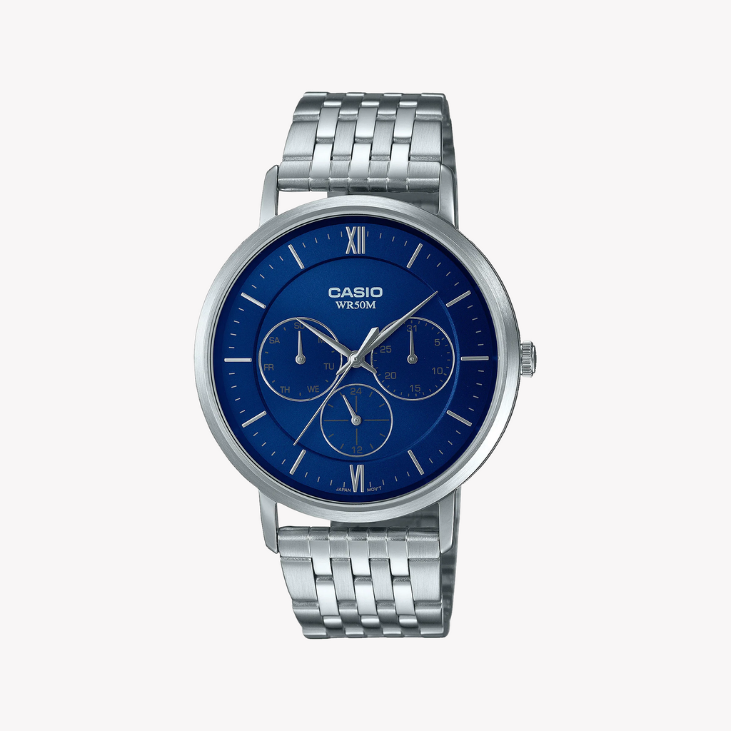 CASIO MTP-B300D-2AVDF - SPORTY ELEGANCE MEN'S WATCH WITH BLUE DIAL & STAINLESS STEEL BAND