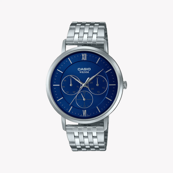 Casio Mtp-B300d-2avdf - Sporty Elegance Men's Watch With Blue Dial & Stainless Steel Band by i-watch