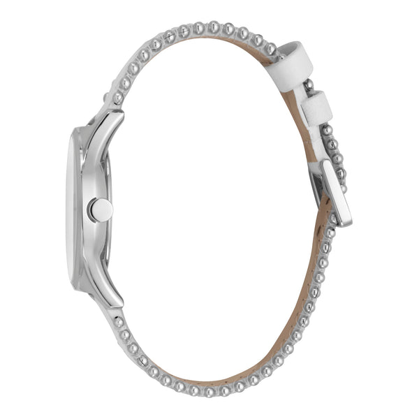 Esprit Women's Watch With Silver Stainless Steel Case And White Leather Band by i-watch