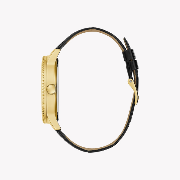 Guess Men's Gold Stainless Steel, Black Leather | Gw0566g1 by i-watch