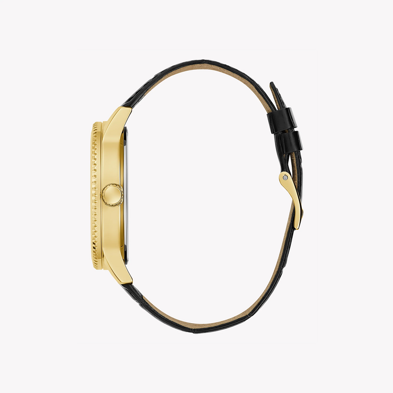 Guess Men's Gold Stainless Steel, Black Leather | Gw0566g1 by i-watch