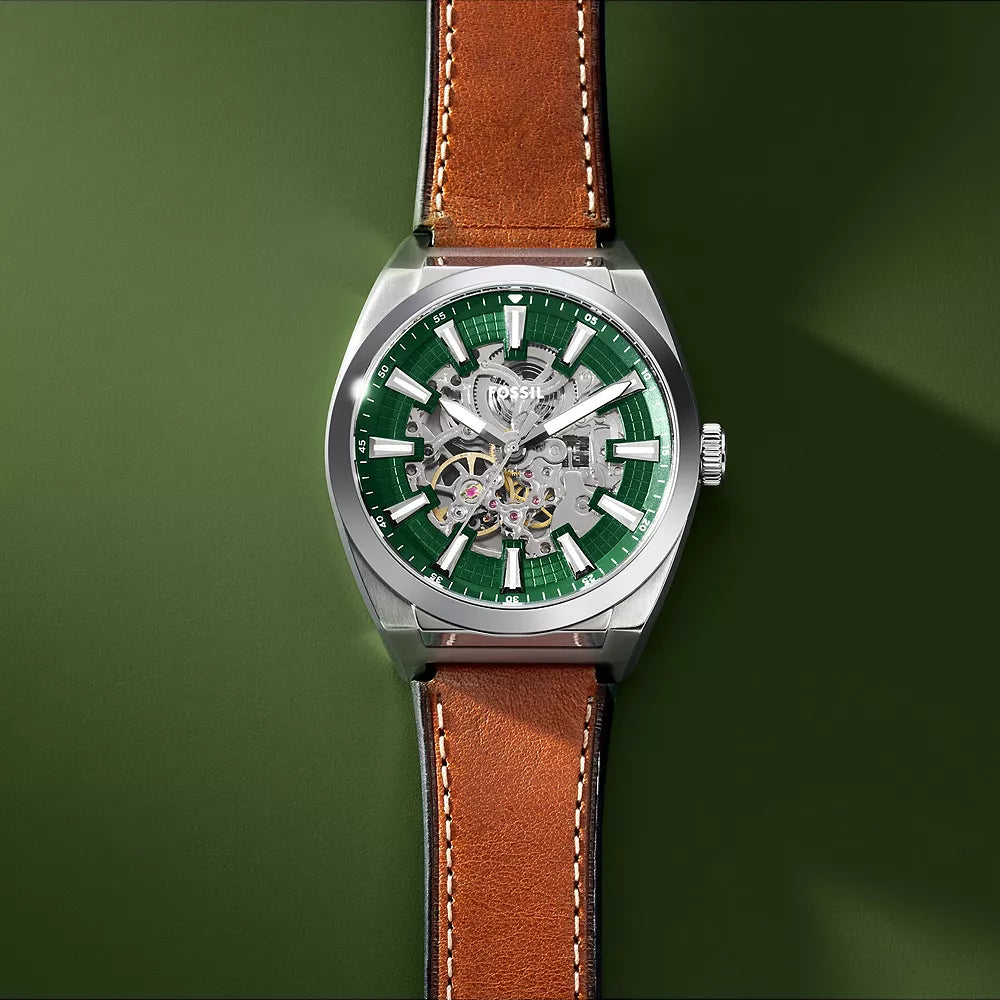 FOSSIL ME3261 RUGGED ELEGANCE - MODERN MEN'S TIMEPIECE WITH GREEN DIAL AND LEATHER BAND-i-Watch-4