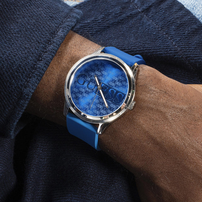 GUESS GW0726G1 STRIKING STYLE - MEN'S SILVER & BLUE QUARTZ WATCH WITH SILICONE BAND-i-Watch-5