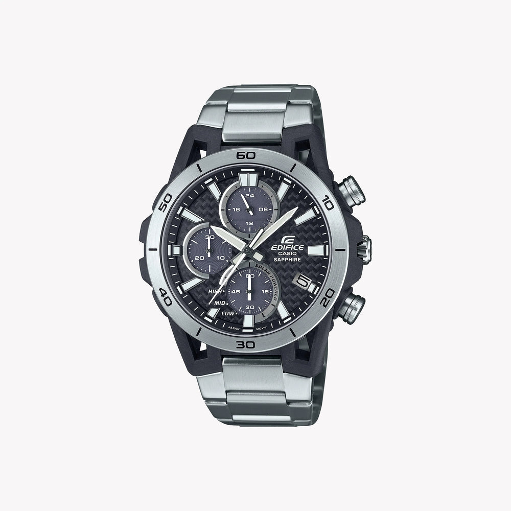 Edifice Men's Black Stainless Steel Watch, Silver Band | Efs-S640d-1avuef by i-watch