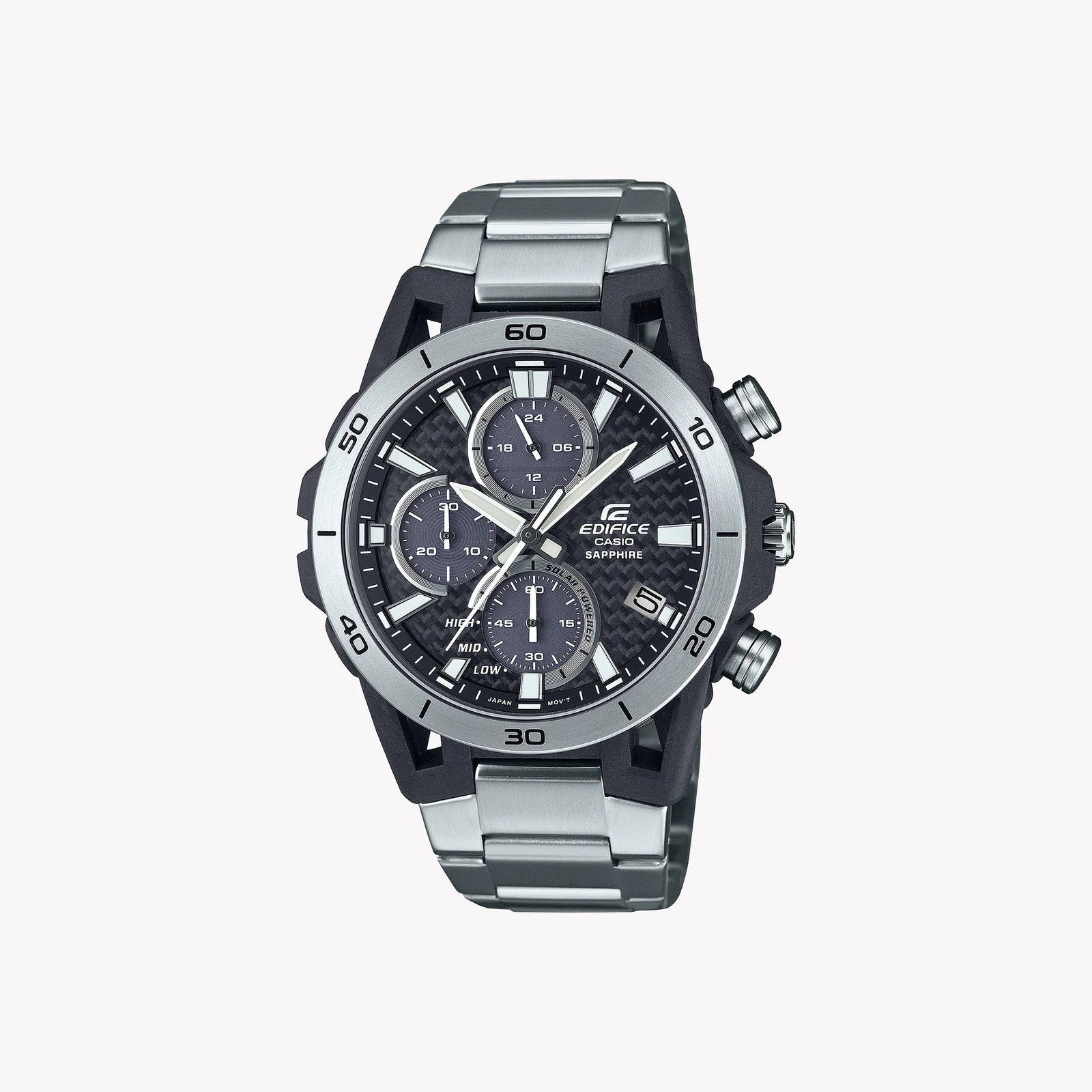 Edifice Men's Black Stainless Steel Watch, Silver Band | Efs-S640d-1avuef by i-watch