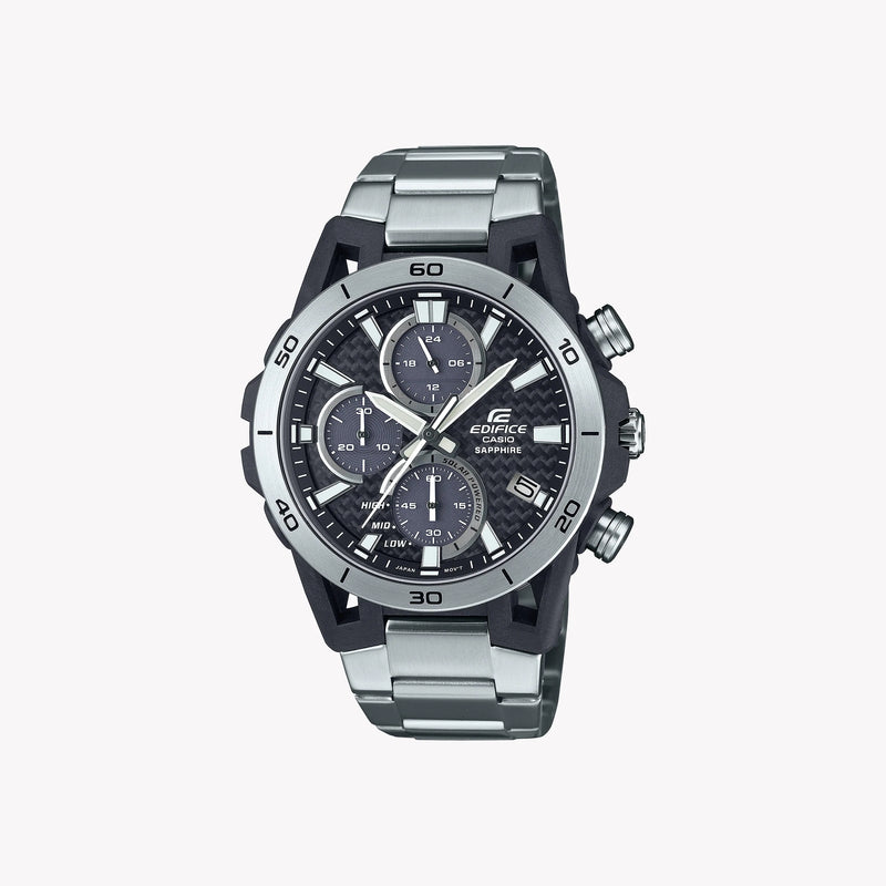 Edifice Men's Black Stainless Steel Watch, Silver Band | Efs-S640d-1avuef by i-watch