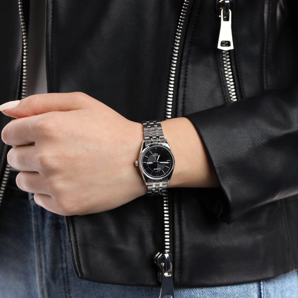 CASIO LTP-1335D-1AVDF ELEGANT TIMEPIECE - SILVER STAINLESS STEEL & BLACK DIAL Women's Watch-i-Watch-2