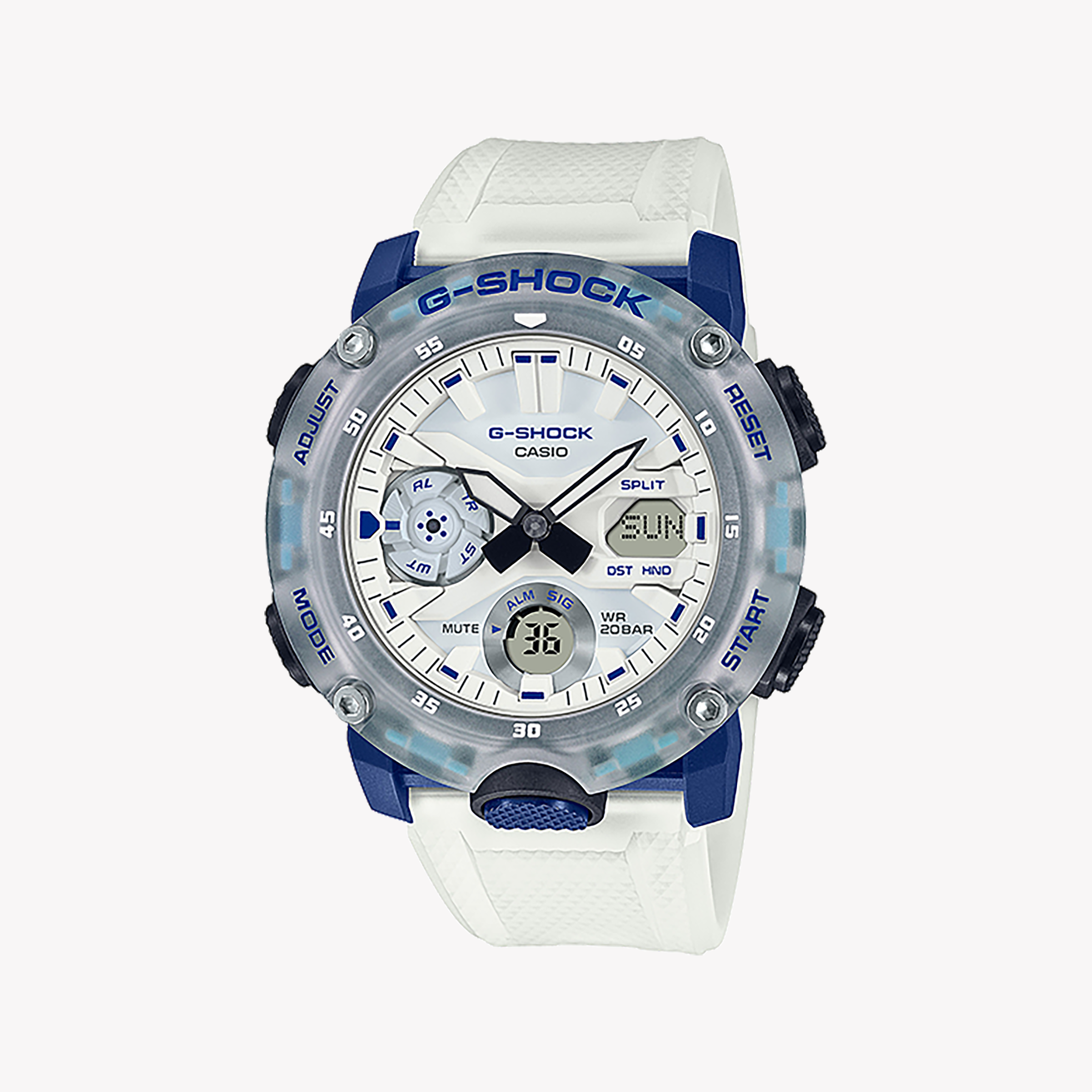 CASIO G-SHOCK GA-2000HC-7ADR - ELEGANT ADVENTURER MEN'S WATCH with Sleek White Resin Band & Versatile Features