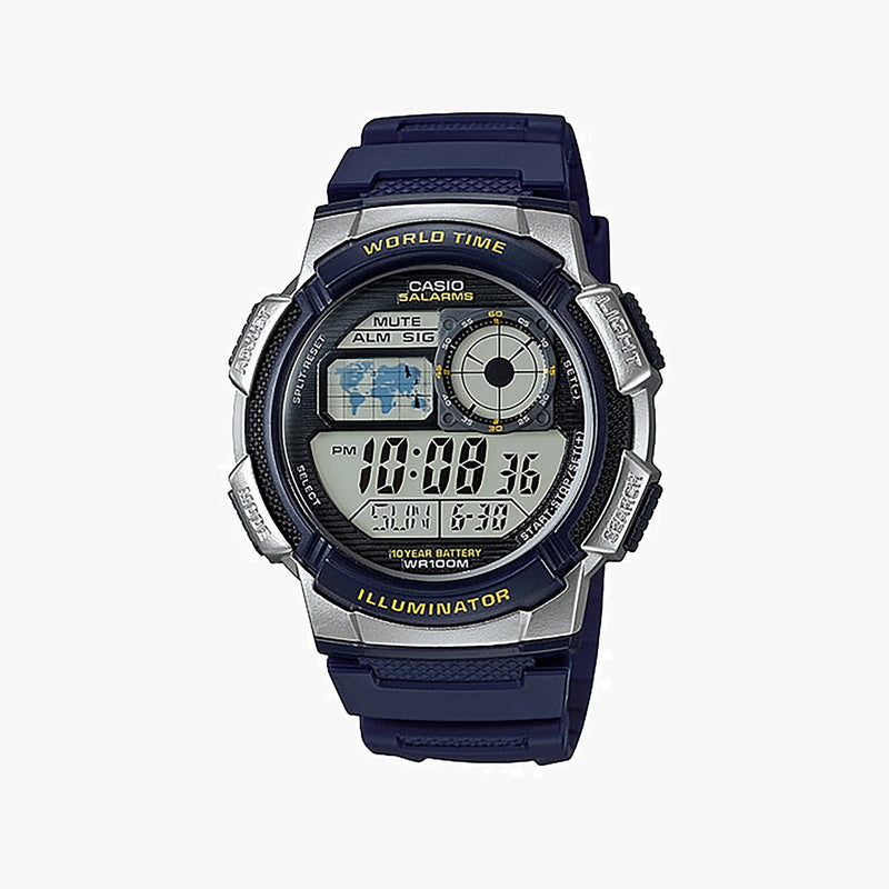 Casio Men's Grey Blue Resin Watch, Digital Display | Ae-1000w-2avdf by i-watch
