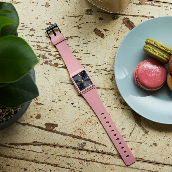 Casio Unisex Pink Resin Watch, Black Dial | Mq-38uc-4aer by i-watch