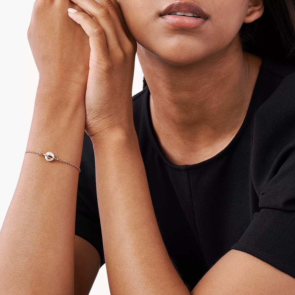 Emporio Armani Women's Rose Gold Bracelet, Pearl & Eagle Logo | EG3533221
