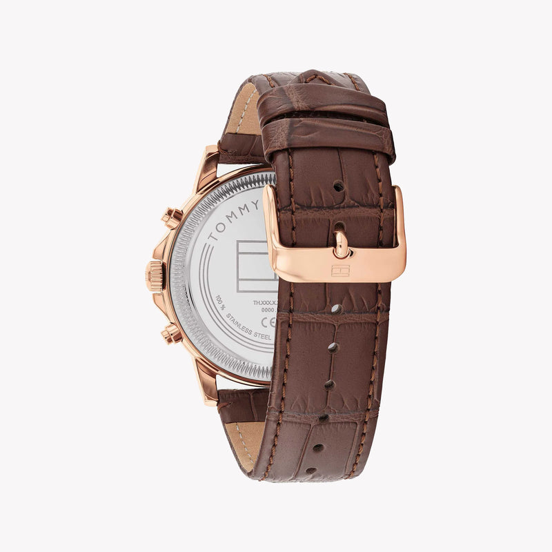 Tommy Hilfiger Men's Rose Gold Watch, Brown Leather | 1691636 by i-watch