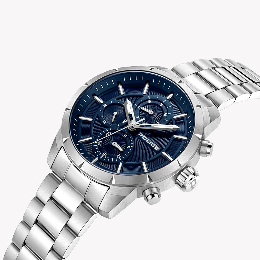 Police Men's Silver Watch, Blue Dial | Pewjk2227104 by i-watch