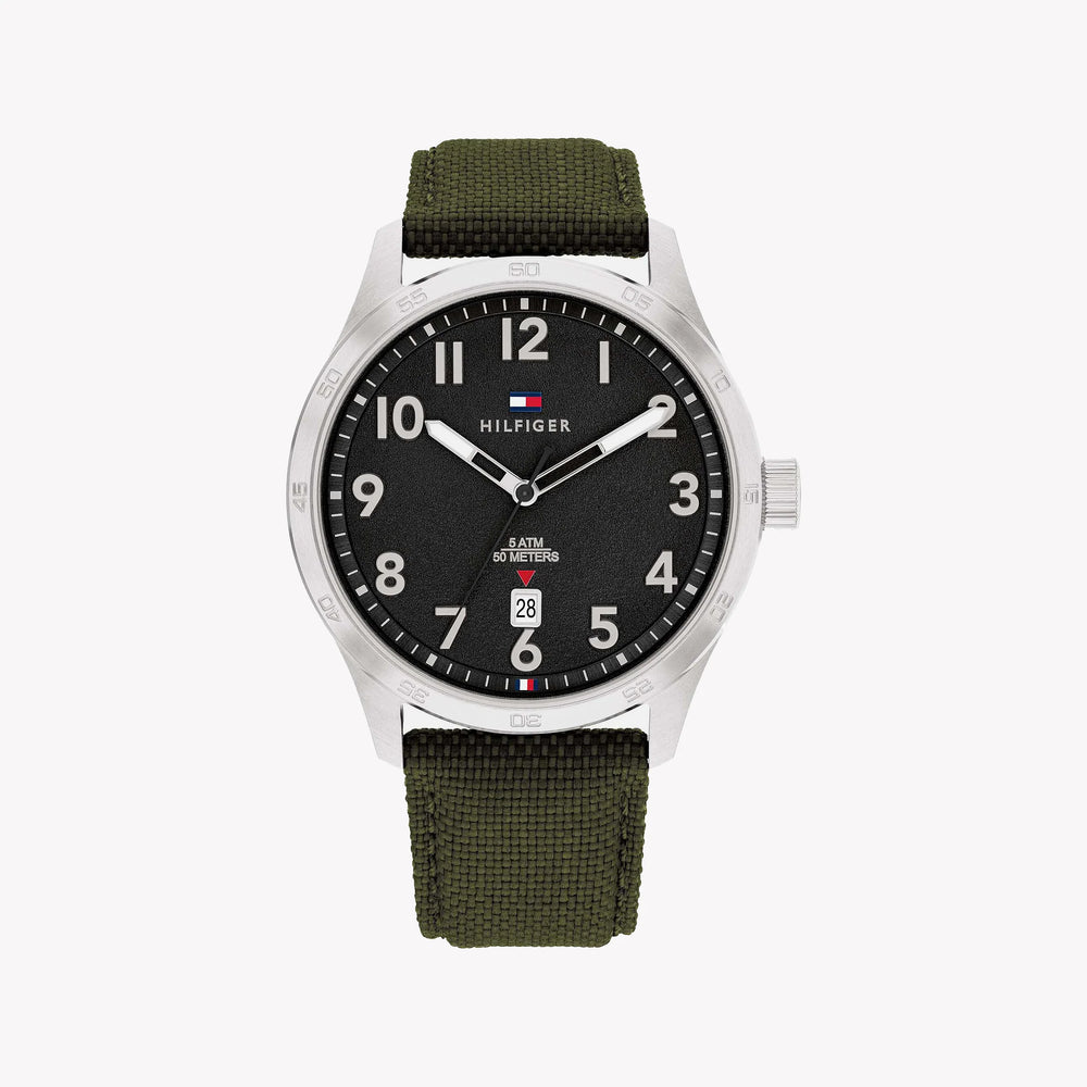 Tommy Hilfiger Men's Silver Watch, Black Dial | 1710593 by i-watch