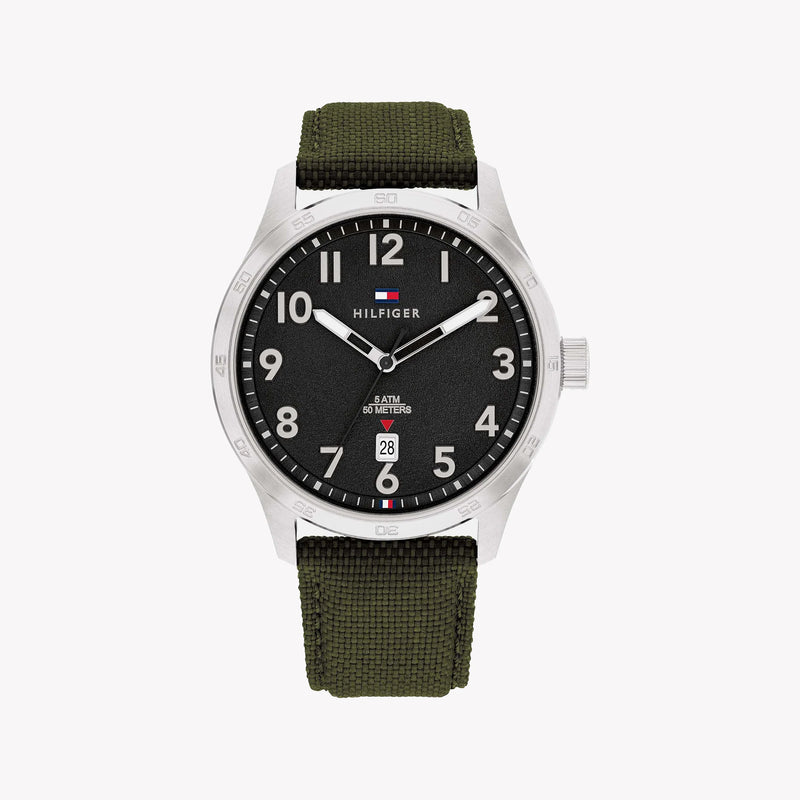 Tommy Hilfiger Men's Silver Watch, Black Dial | 1710593 by i-watch