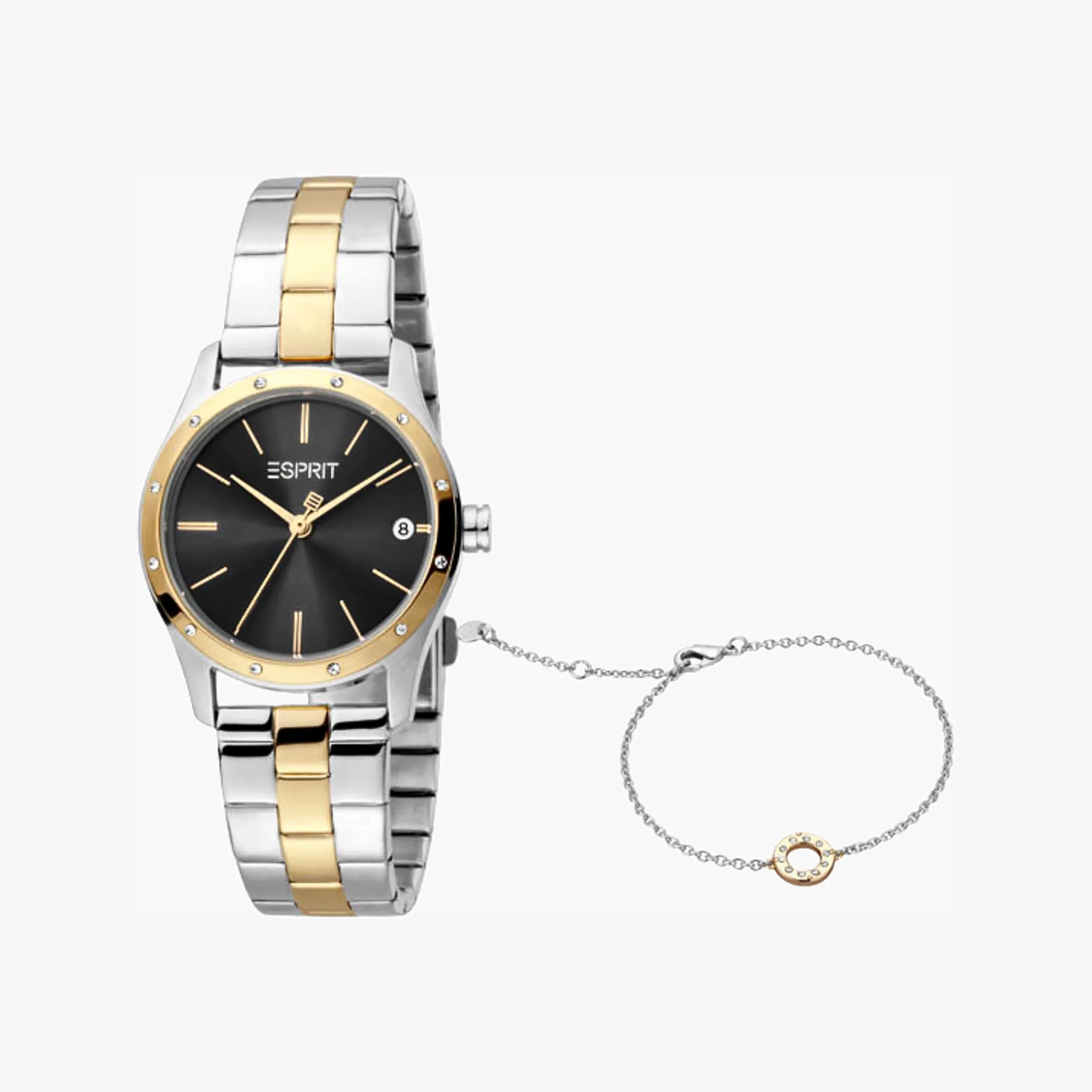 ESPRIT Women's Watch with Silver Stainless Steel Case and Silver & Gold Stainless Steel Band