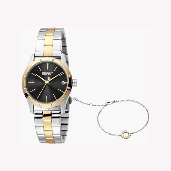 Esprit Women's Silver & Gold Watch, Black Dial | Es1l141m0015 by i-watch