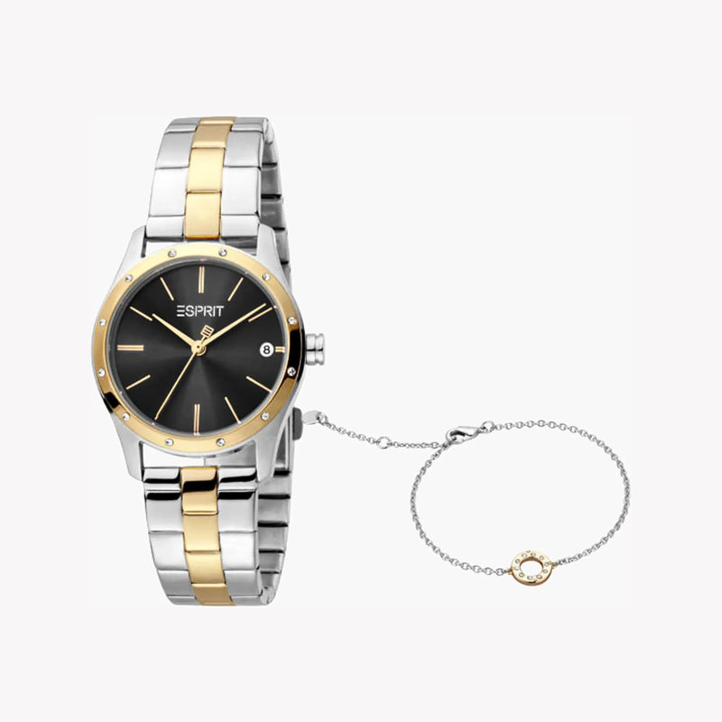Esprit Women's Silver & Gold Watch, Black Dial | Es1l141m0015 by i-watch