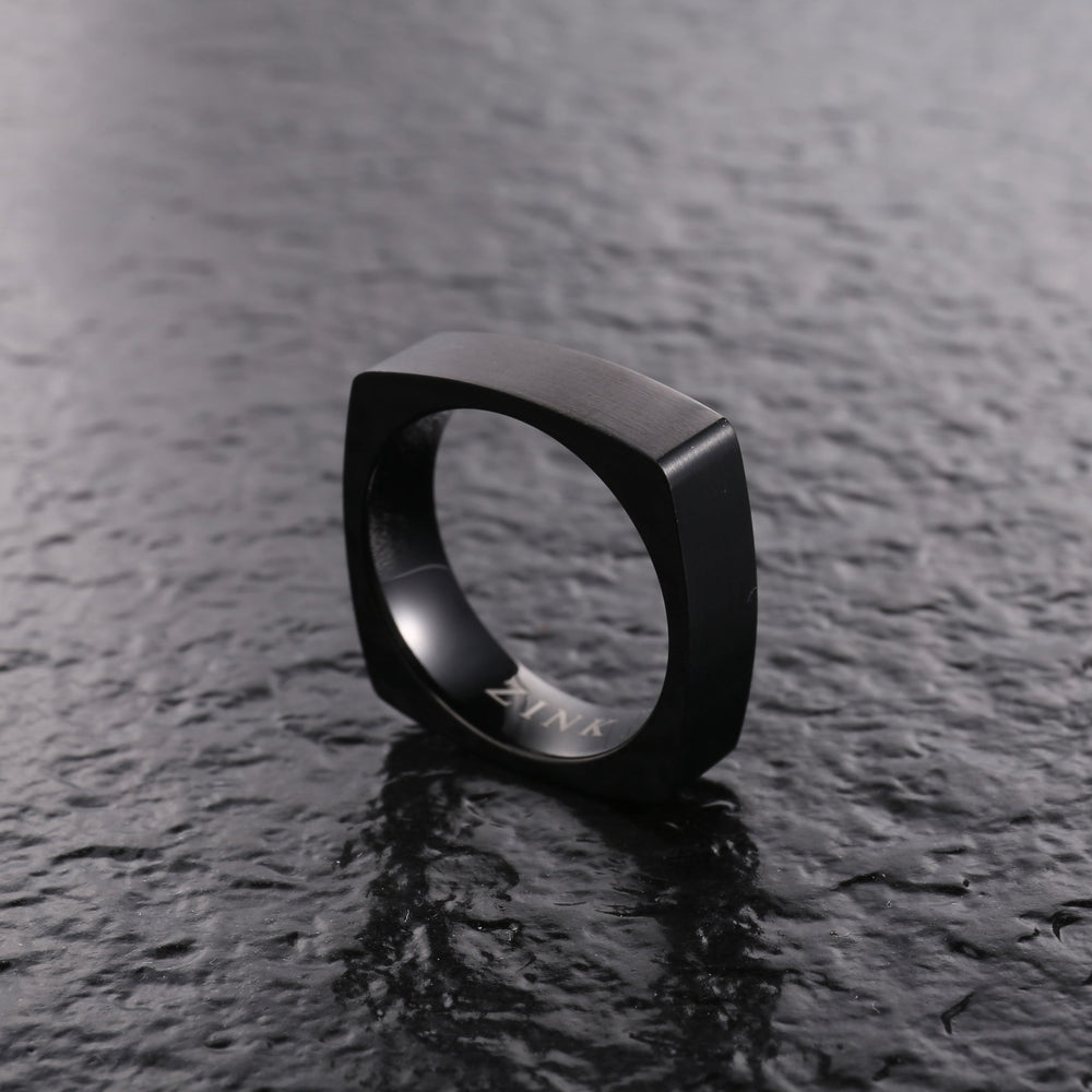 Zink Men's Black Stainless Steel Ring | Zjrg0343