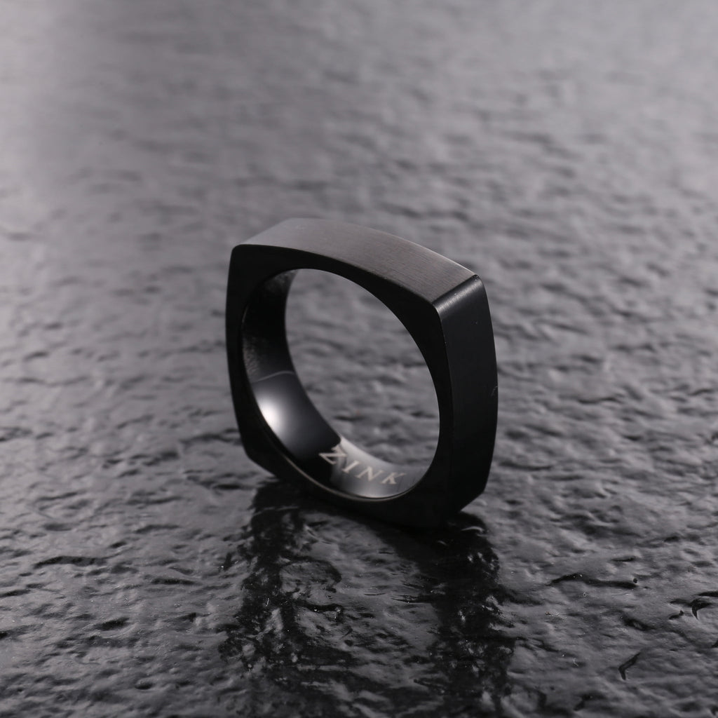 Zink Men's Black Stainless Steel Ring | Zjrg0343