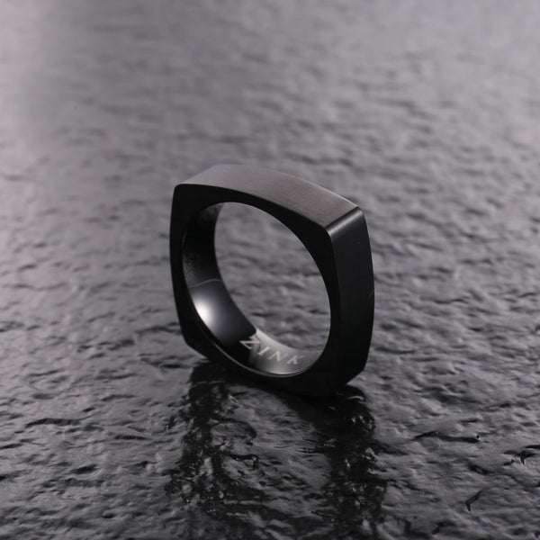 Zink Men's Black Stainless Steel Ring | Zjrg0343