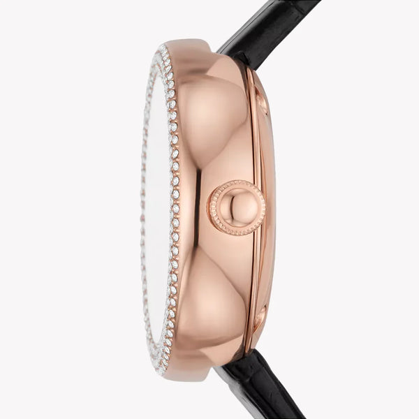 Emporio Armani Women's Rose Gold Watch, Black Leather | Ar60066 by i-watch