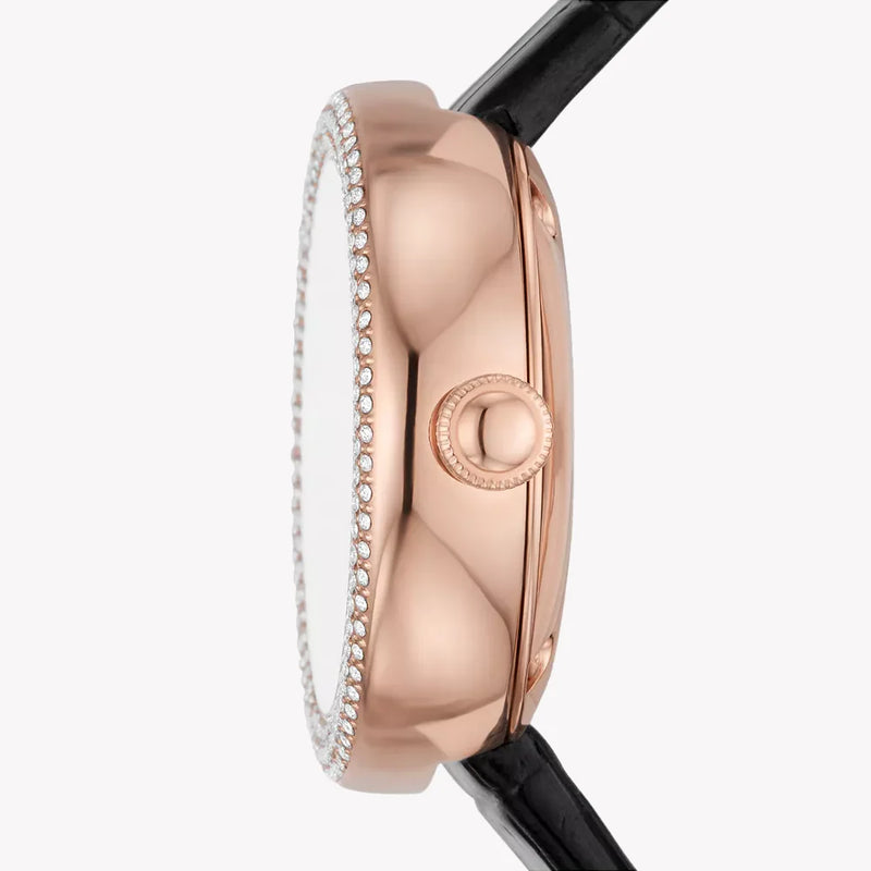 Emporio Armani Women's Rose Gold Watch, Black Leather | Ar60066 by i-watch