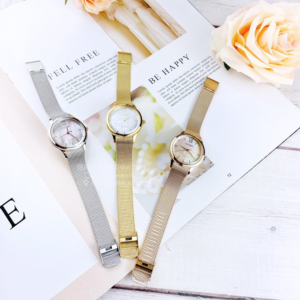 CITIZEN EM0816-88Y RADIANT CHARM - ELEGANT SILVER MESH ECO-DRIVE WOMEN'S TIMEPIECE-i-Watch-3