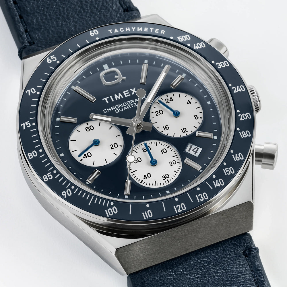 Timex Men's Blue Leather Chrono, Stainless Steel | Tw2w51700 by i-watch